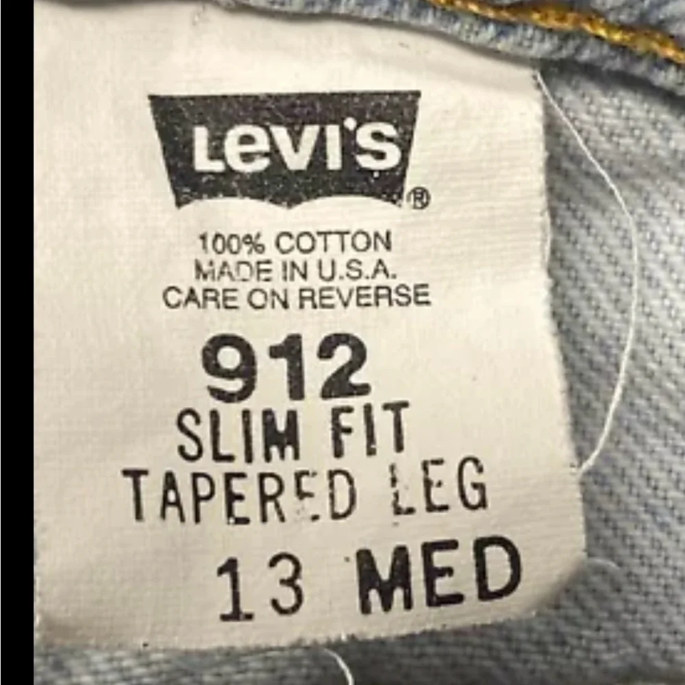 Vintage Levis 912 Orange Tab Jeans Tapered Slim Fit Made In USA
